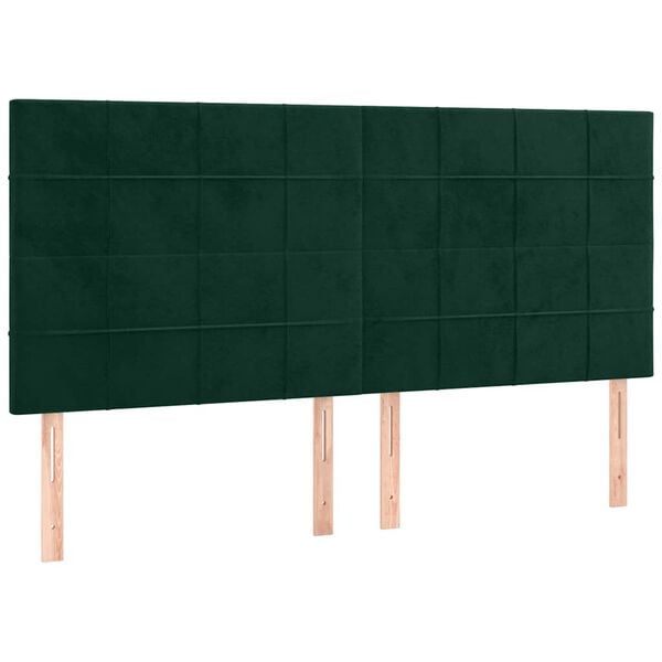 vidaXL Čelo postele tmavě zelen&eacute; 200x5x118/128 cm sametov&eacute;