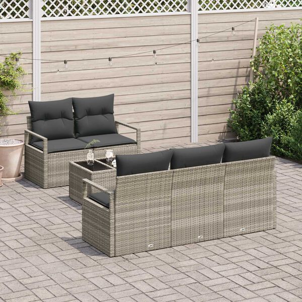 vidaXL Set pohovek 6 pcs Světle &scaron;ed&aacute; polyratan