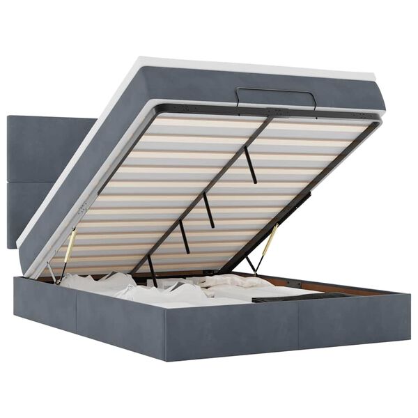 vidaXL Osmansk&yacute; r&aacute;m postele s matracemi tmavě &scaron;ed&aacute; 140x200cm samet