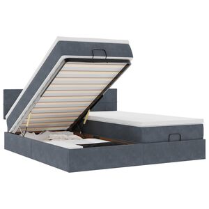 vidaXL Osmansk&yacute; r&aacute;m postele s matrac&iacute;es tmavě &scaron;ed&aacute; 160x200cm samet