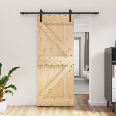 vidaXL Posuvné dveře s kováním 85 x 210 cm masivní borové dřevo