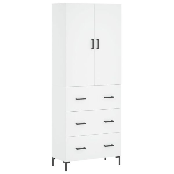vidaXL Skř&iacute;ň highboard b&iacute;l&aacute; 69,5 x 34 x 180 cm kompozitn&iacute; dřevo