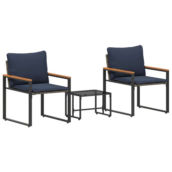 vidaXL N&aacute;bytkov&eacute; sety s pol&scaron;t&aacute;řem 3 pcs &Scaron;ed&aacute; a n&aacute;mořnick&aacute; modr&aacute; Ratan