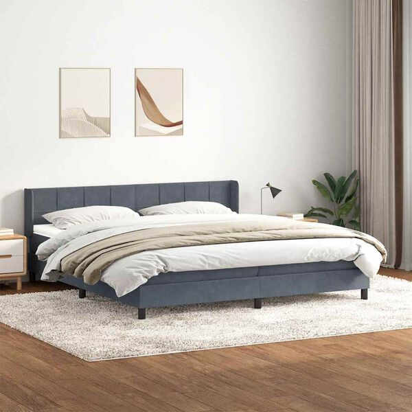 vidaXL Box spring postel s matrac&iacute; tmavě &scaron;ed&aacute; 200x220 cm samet