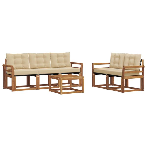 vidaXL Venkovn&iacute; pohovkov&aacute; souprava 6 pcs Přirozen&aacute; a B&eacute;žov&aacute;