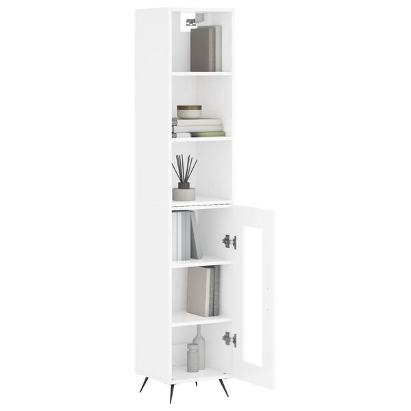 vidaXL Skř&iacute;ň highboard b&iacute;l&aacute; s vysok&yacute;m leskem 34,5x34x180 cm kompozit