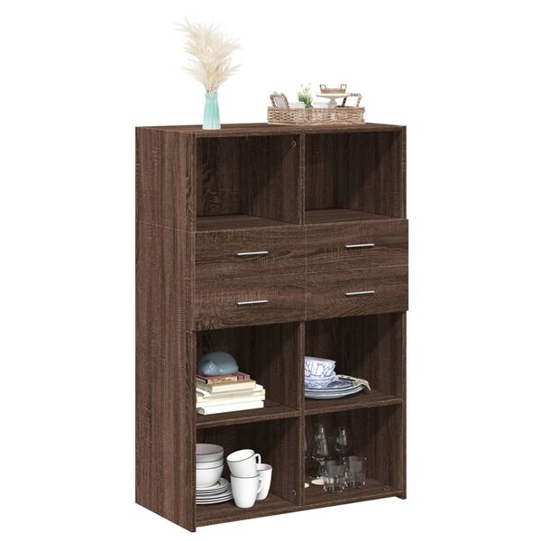 vidaXL Skř&iacute;ň highboard hněd&yacute; dub 80 x 42,5 x 124 cm kompozitn&iacute; dřevo