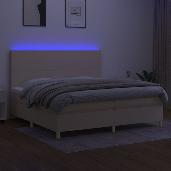 vidaXL Box spring postel s matrac&iacute; a LED kr&eacute;mov&aacute; 200x200 cm textil