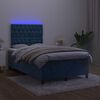 vidaXL Box spring postel s matrac&iacute; a LED tmavě modr&aacute; 120x200 cm samet