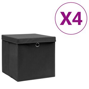 vidaXL &Uacute;ložn&eacute; boxy s v&iacute;ky 4 ks 28 x 28 x 28 cm čern&eacute;
