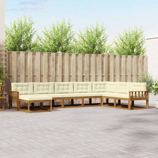 vidaXL Venkovn&iacute; pohovkov&aacute; souprava 8 pcs Přirozen&aacute; a Kr&eacute;mov&aacute;