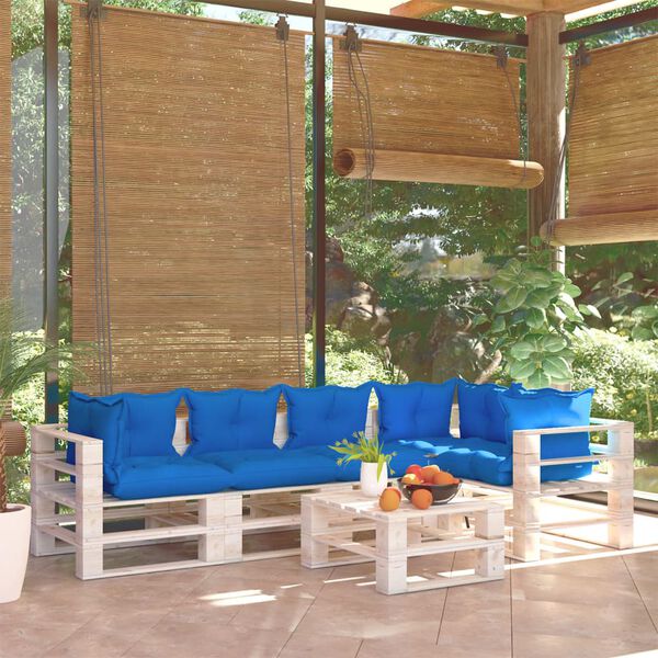 vidaXL 6d&iacute;ln&aacute; zahradn&iacute; sedac&iacute; souprava z palet s podu&scaron;kami borovice