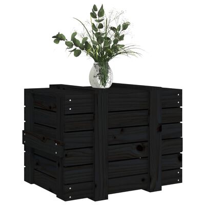 vidaXL Úložný box černý 58 x 40,5 x 42 cm masivní borové dřevo