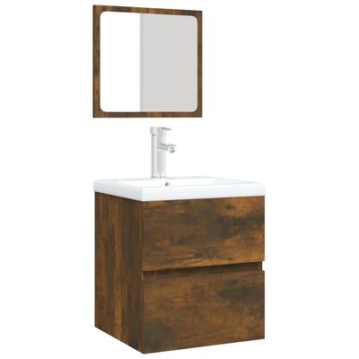 vidaXL Koupelnová skříňka s umyvadlem a zrcadlem kouřový dub