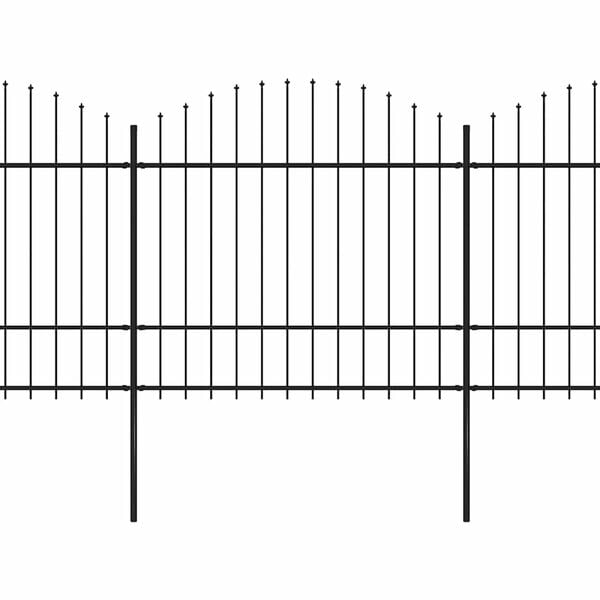 vidaXL Zahradn&iacute; plot s kop&iacute;m nahoře ocelov&yacute; 359 x 175 cm čern&yacute;