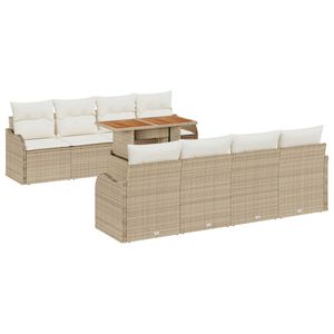 vidaXL Sada zahradn&iacute;ch pohovek s pol&scaron;t&aacute;řem 7 pcs b&eacute;žov&aacute; a kr&eacute;mov&aacute;