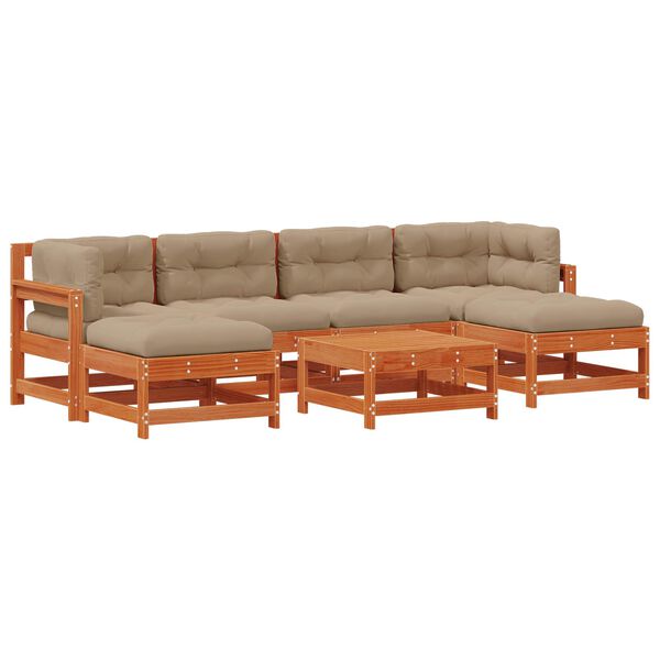 vidaXL Zahradn&iacute; lounge set 7 pcs Voskově Hněd&aacute; Masivn&iacute; borovice