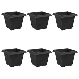vidaXL Čtvercov&yacute; květin&aacute;č 6 pcs Čern&aacute; 20 x 20 x 16 cm Plast