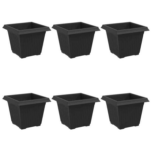 vidaXL Čtvercov&yacute; květin&aacute;č 6 pcs Čern&aacute; 20 x 20 x 16 cm Plast