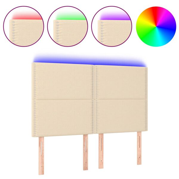 vidaXL Čelo postele s LED kr&eacute;mov&eacute; 144x5x118/128 cm textil