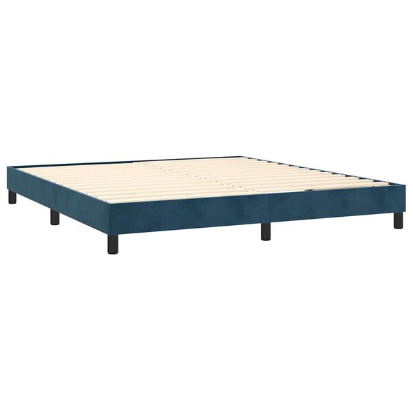 vidaXL Box spring postel s matrac&iacute; tmavě modr&aacute; 180x200 cm samet
