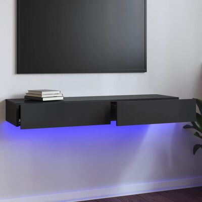 vidaXL TV skříňka s LED osvětlením šedá vysoký lesk 120 x 35 x 15,5 cm