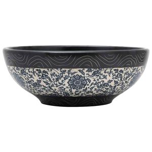 vidaXL Umyvadlo na desku čern&eacute; a modr&eacute; kulat&eacute; &Phi; 41 x 14 cm keramika