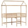 vidaXL Patrov&aacute; postel s žebř&iacute;kem a střechou 90 x 200 cm borovice