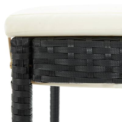 vidaXL Barové stoličky s poduškami 6 ks černé polyratan