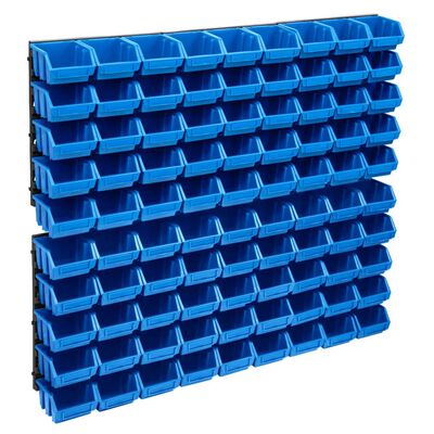 vidaXL 96dílná sada skladovacích zásobníků nástěnné panely modročerná