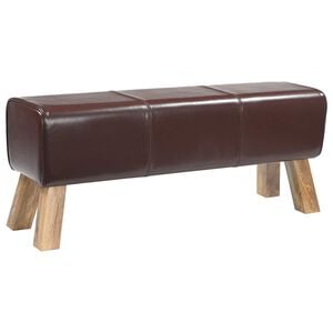 vidaXL lavice 110 x 30 x 45 cm Prav&aacute; kůže Tmavě hněd&aacute;