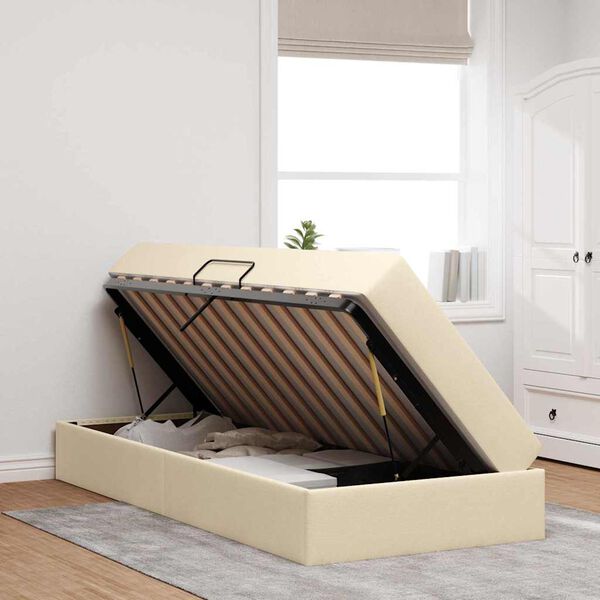 vidaXL Postel s &uacute;ložn&yacute;m prostorem a matrac&iacute; Kr&eacute;mov&aacute; 100 x 200 cm