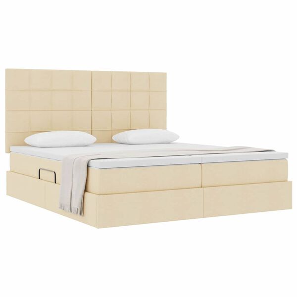 vidaXL Postel s &uacute;ložn&yacute;m prostorem Kr&eacute;mov&aacute; 200 x 200 cm Uměl&aacute; kůže