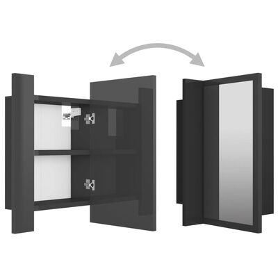 vidaXL LED koupelnová skříňka se zrcadlem lesklá šedá 40x12x45cm akryl