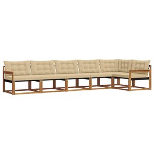 vidaXL Venkovn&iacute; pohovkov&aacute; souprava 6 pcs Přirozen&aacute; a B&eacute;žov&aacute;