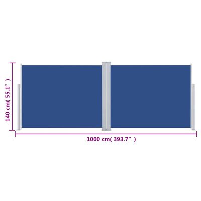 vidaXL Zatahovací boční markýza / zástěna modrá 140 x 1000 cm
