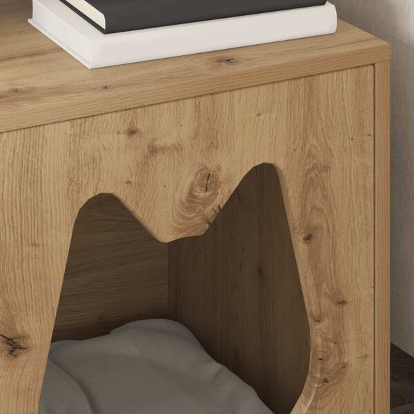 vidaXL Kočič&iacute; dům Uměleck&yacute; dub 42,5 x 40 x 53,5 cm kompozitn&iacute; dřevo