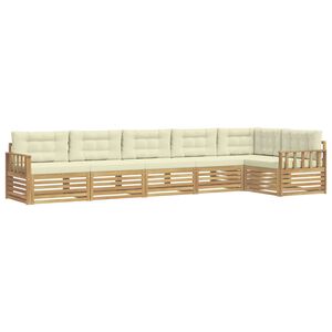 vidaXL Venkovn&iacute; pohovkov&aacute; souprava 6 pcs B&iacute;l&aacute; a kr&eacute;mov&aacute; Polyester