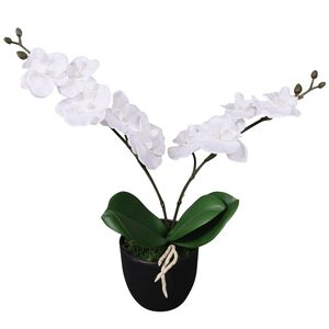 vidaXL Uměl&aacute; rostlina orchidej s květin&aacute;čem 30 cm b&iacute;l&aacute;
