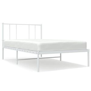 vidaXL Kovov&yacute; r&aacute;m postele bez matrace s čelem b&iacute;l&yacute; 75 x 190 cm