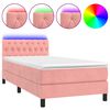 vidaXL Box spring postel s matrac&iacute; a LED růžov&aacute; 100x200 cm samet