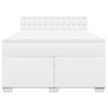 vidaXL Box spring postel s matrac&iacute; b&iacute;l&aacute; 140 x 190 cm uměl&aacute; kůže