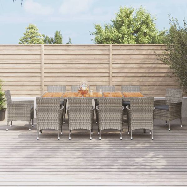 vidaXL 11d&iacute;ln&yacute; zahradn&iacute; j&iacute;deln&iacute; set s podu&scaron;kami &scaron;ed&yacute; polyratan