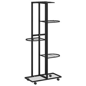 vidaXL 5patrov&yacute; stojan na květiny s kolečky 44x23x100 cm čern&yacute; železo