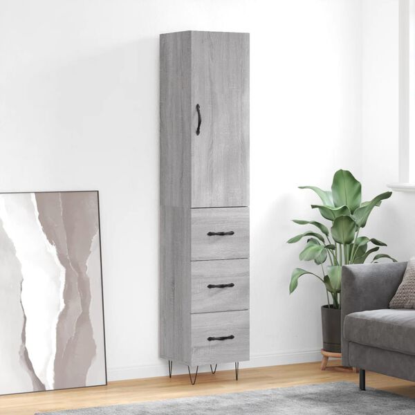 vidaXL Skř&iacute;ň highboard &scaron;ed&aacute; sonoma 34,5 x 34 x 180 cm kompozitn&iacute; dřevo