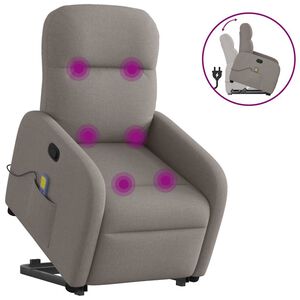 vidaXL Zvedac&iacute; mas&aacute;žn&iacute; polohovac&iacute; křeslo taupe textil