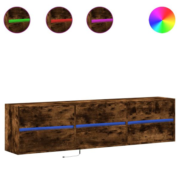 vidaXL N&aacute;stěnn&aacute; TV skř&iacute;ňka s LED kouřov&yacute; dub 180 x 31 x 45 cm