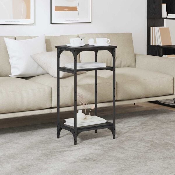 vidaXL Bočn&iacute; stůl s polic&iacute; Čern&yacute; dub 40 x 30 x 75 cm kompozitn&iacute; dřevo