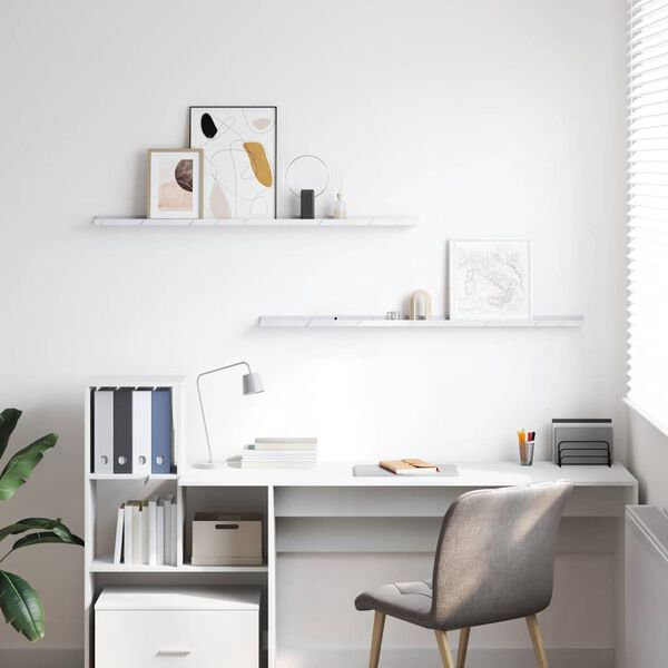 vidaXL N&aacute;stěnn&aacute; polička s polic&iacute; 2 pcs B&iacute;l&yacute; mramor 115 x 9 x 3 cm