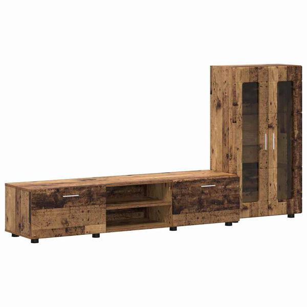 vidaXL Sestava TV skř&iacute;něk se z&aacute;suvkou Star&eacute; dřevo kompozitn&iacute; dřevo